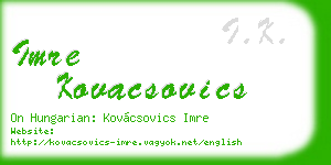 imre kovacsovics business card